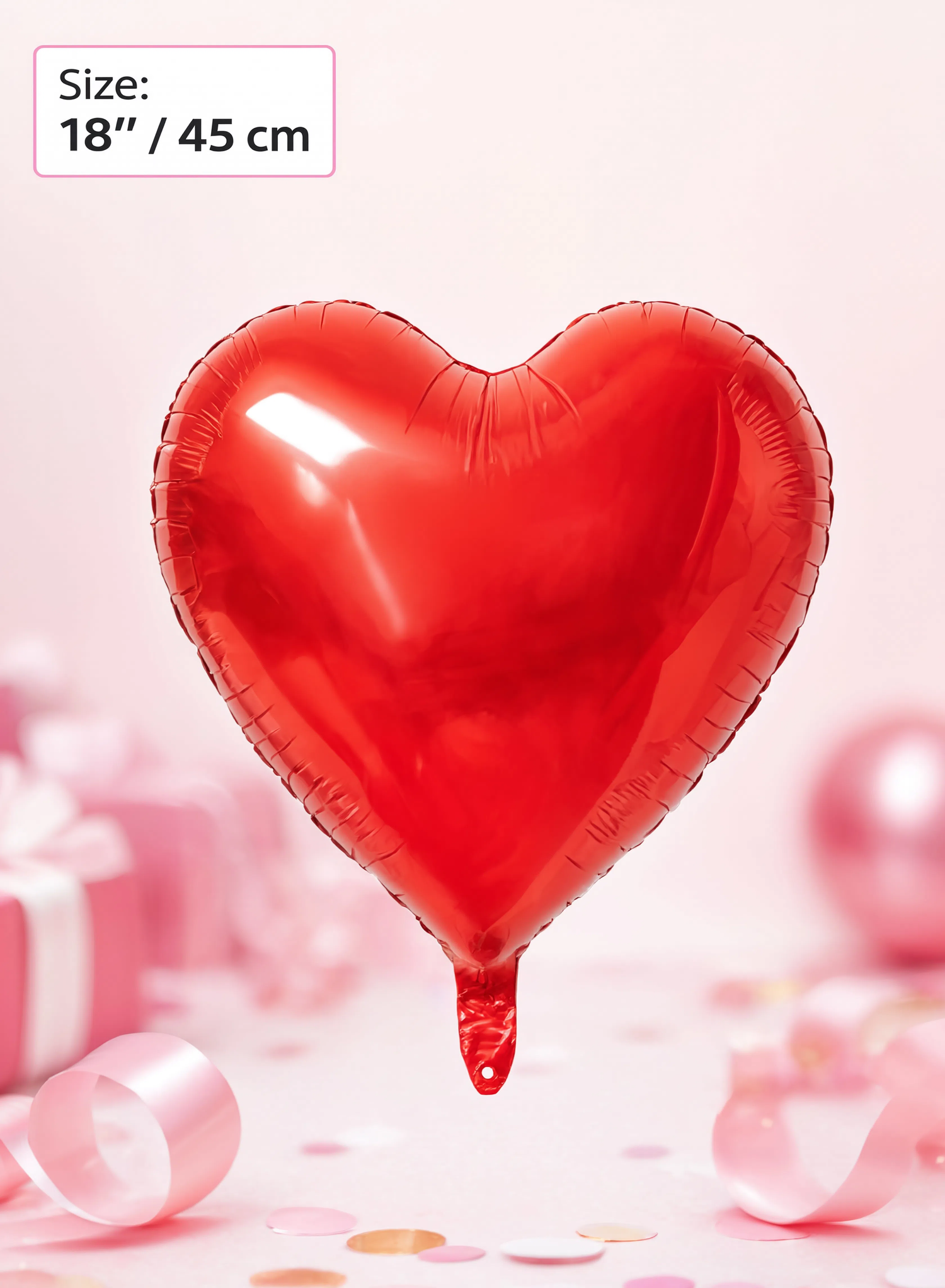18-inch metallic red heart-shaped foil balloon for Valentine&