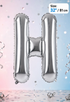 Silver Letter H foil balloon 32 inch (81 cm) metallic alphabet balloon for birthday, wedding, baby shower, anniversary, party decoration and same-day balloon delivery in Dubai.