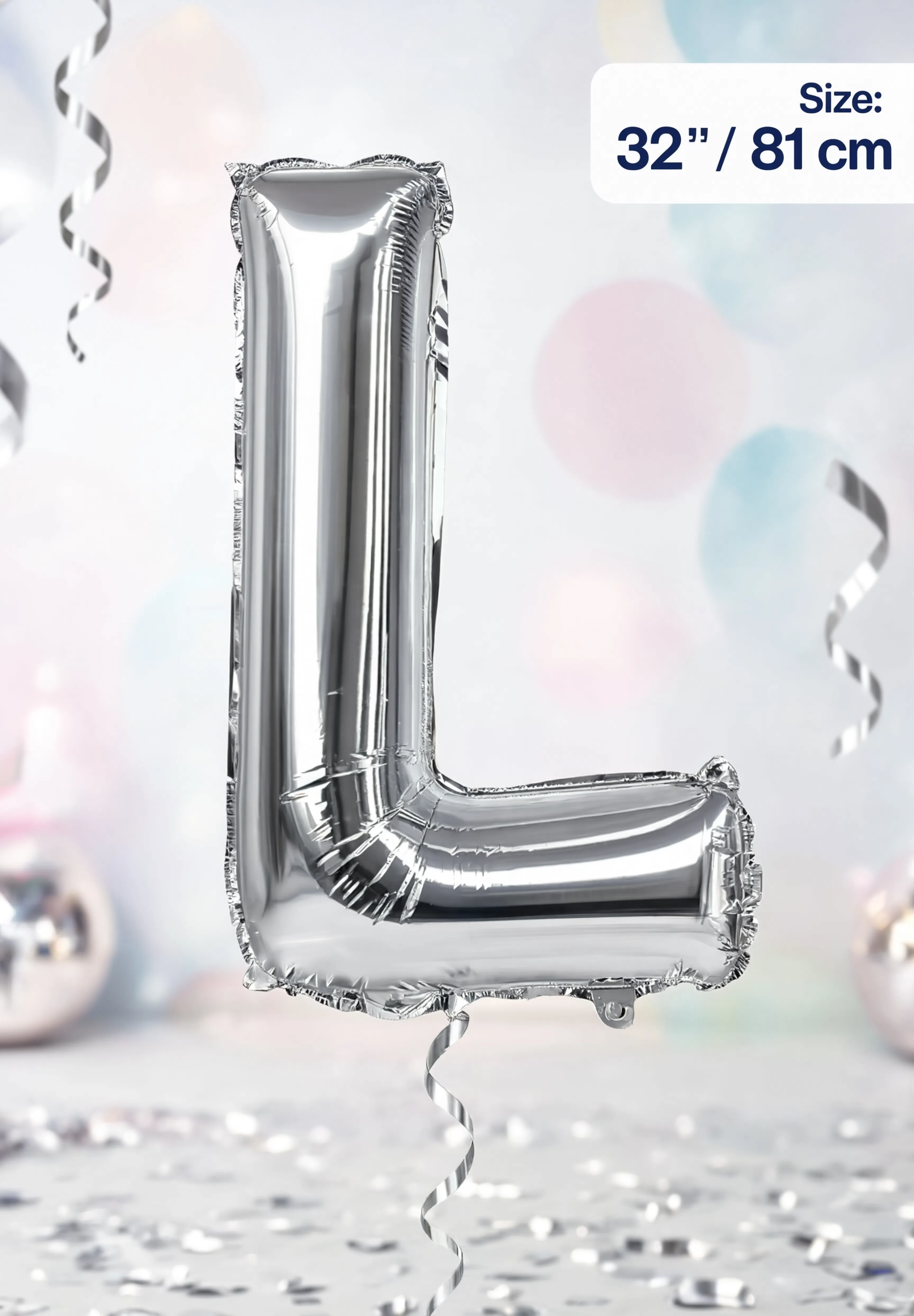 32-Inch (81 cm) Letter L Foil Balloon – Gold &amp; Silver
