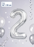 32 Inch Silver Number 2 Foil Balloon for Birthday, Anniversary and Party Decorations in Dubai UAE