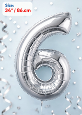 32 Inch Silver Number 6 Foil Balloon for Birthday, Anniversary and Party Decorations in Dubai UAE