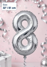 32 Inch Silver Number 8 Foil Balloon for Birthday, Anniversary and Party Decorations in Dubai UAE