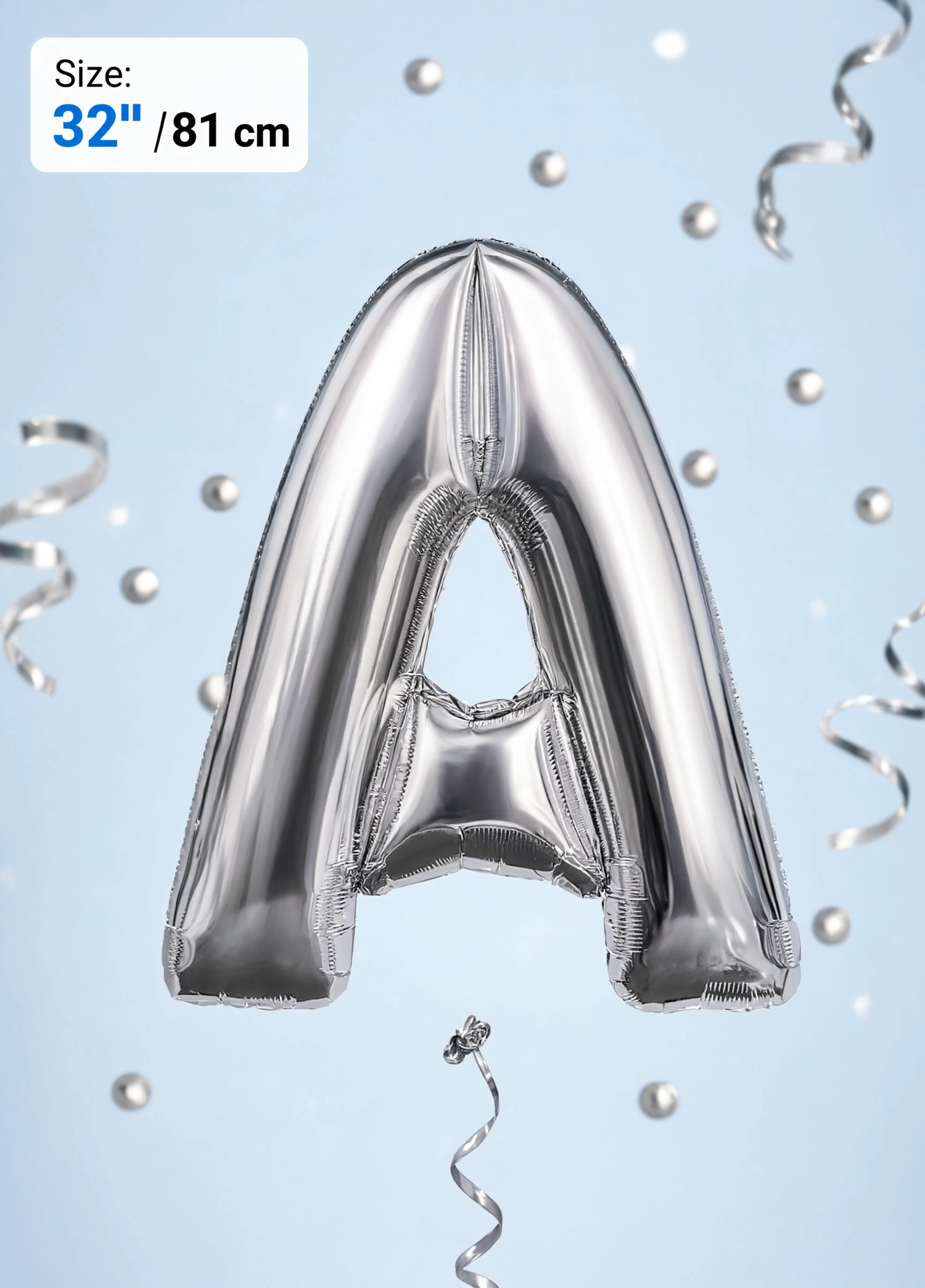 Letter A Foil Balloon 32" (81cm) | Gold &amp; Silver