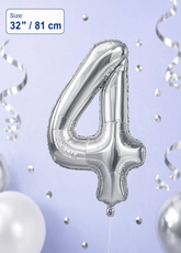 32 Inch Silver Number 4 Foil Balloon for Birthday, Anniversary and Party Decorations in Dubai UAE