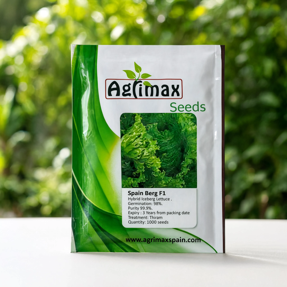 Agrimax Spain Berg F1 Hybrid Iceberg Lettuce seeds for growing crisp iceberg lettuce in home gardens, hydroponics, raised beds, and commercial farms.