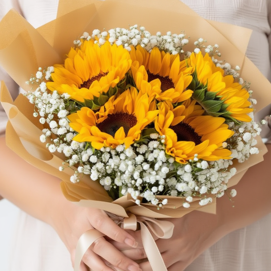 Bouquet of sunflowers and baby&