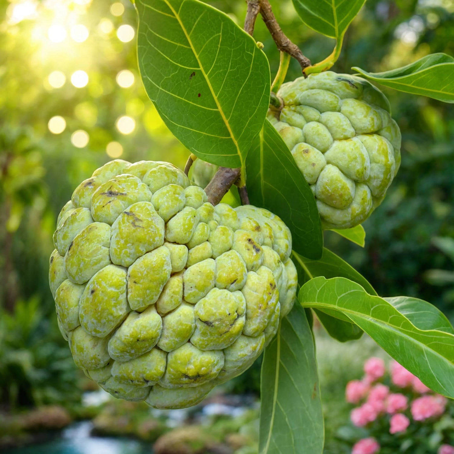 Ripe custard apple sitaphal fruit on tree branch – Nura Flowers Dubai