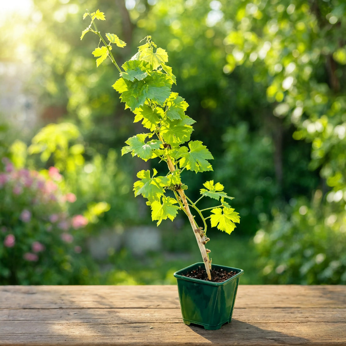 Young potted grape vine plant with green lobed leaves – Nura Flowers Dubai
