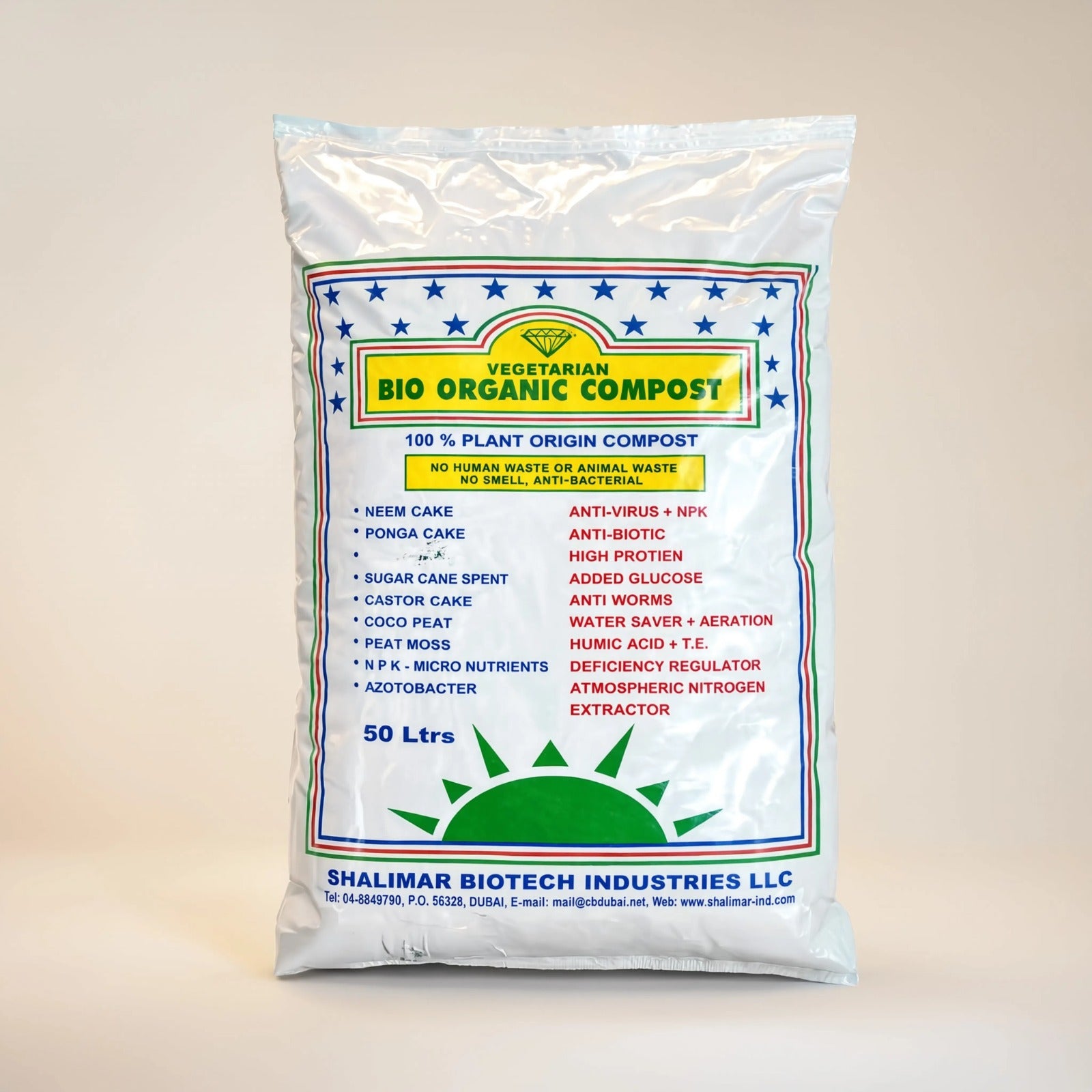 Shalimar Vegetarian Bio Organic Compost 50 litre bag, 100% plant origin – Nura Flowers Dubai