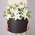 Luxury black round flower box with white lilies