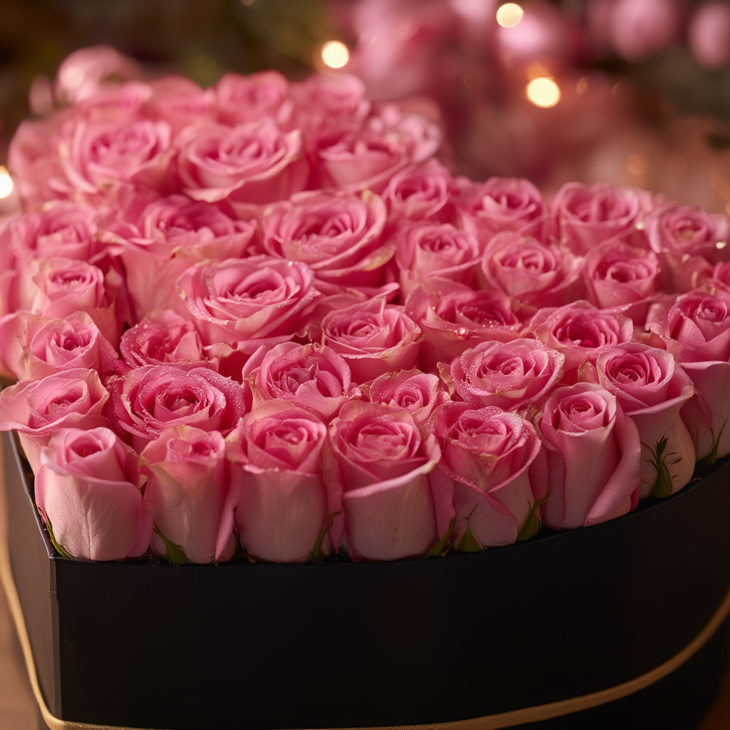 Revival pink roses Heart Box