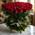 100 red roses basket